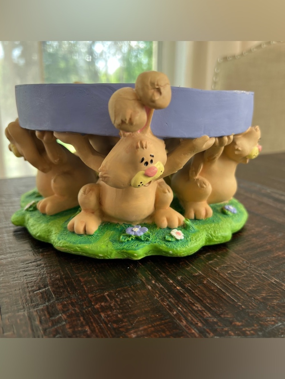 Adorable Bunny Rabbit Spring Easter Candle Or Bowl Holder Pedestal Decor